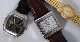 A good Japanese alarm wristwatch together with 2 others