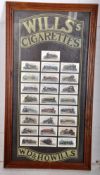 A framed set of Wills Railway Train cigarette cards. 55cm x 27cm.