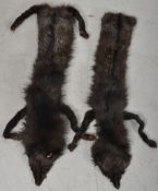 A pair of early 20th century mink fur stoles / stole complete with tippets