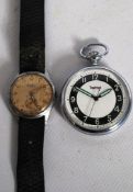 A Bentima Star gentlemans wrist watch, along with a boxed Ingersoll pocket watch