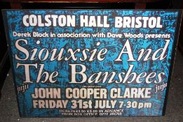 A reproduction Siouxsie and The Banshees concert gig poster for the Colston Hall, Bristol.