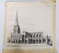 An unframed pen and ink picture signed to lower corner and dated W.G.W 1915 of St Mary Redcliffe