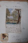 A 19th century handwritten personal letter and watercolour dated to June 1898 from St Boniface,