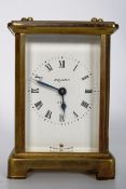A Duverdrey & Bloquel French brass and glass cased carriage clock with 9 Jewels and 8 day