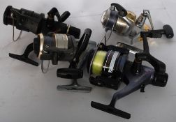 4 fishing reels by Shimano, a 4000 Syncopate (plus spare spool), Slade 2500FB, 3500MDX along with an