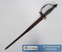 A Napoleonic period fixed sword with repousse style grip handle and pierced design to stock. 55cm