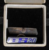 A pair of BS (aeroplane/transport related (?)) lapel badges, hallmarked silver and enamel design. In