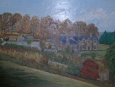 D. Evans 20th century oil on board of Northcote manor. 1974. 34cm x 44cm.