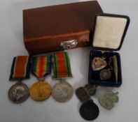 A group of three medals to 32922 Cpl EE Gill Wiltshire Infantry Regiment, 1914-18 War Medal, Victory