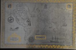 A hallmarked silver Ltd Edition (925/1000) Atlas Of The World. Framed & Glazed.