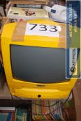 A yellow Samsung TV and video combi