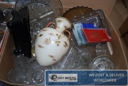 A box of mixed wares to include china, glass, decorative etc