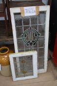 2 1930's stained glass window panels, one large.
