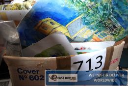 A large box of watercolours, stencils, art accessories