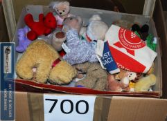 A mixed box to include mirrors, wooden tray, toys, soft toys etc.