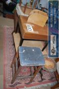 A mixed lot of retro furniture to include stool, wine table, side table, nest of tables and chair (7