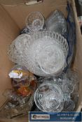 A quantity of cut glass to include Carnival, Crystal etc along with a  dressing table set etc