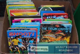 A box of assorted annuals from 1970's, mainly football related.