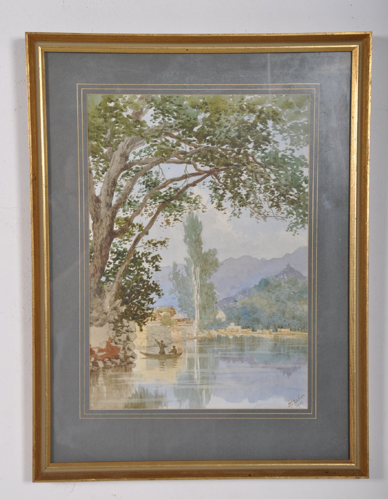 Colonel George Strahan d. (Circa 1916) An Indian watercolour landscape with the Himalayan range in