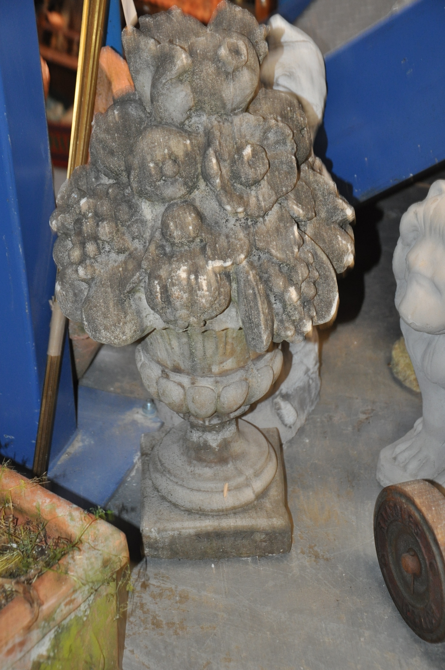 A good large architectural garden ornament finial being 19th century in manner raised on a square
