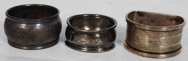 3 hallmarked silver napkin rings