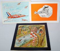 Three original cartoon ink and watercolour sketches by Rogers - possibly from an MOD internal