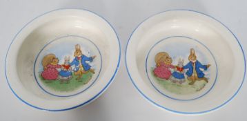 Two 1920`s Bristol Pottery baby ceramic dishes, both Little Grey Rabbit.