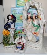 2 Staffordshire figurines together with 1 other being a Fairy.