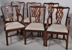6 Georgian style solid mahogany dining chairs in the Hepplewhite style. 92cm x 52cm x 46cm x 46cm
