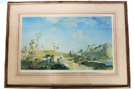 Sir William Russell Flint RA ``St Malo 1939` Signed in pencil in the margin, a good coloured print,