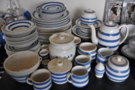 A quantity of TG Green and other blue and white kitchen items and china etc