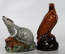 A Beswick Beneagles Scotch Whiskey badger modelled by D Lyttleton 1981 together with an eagle