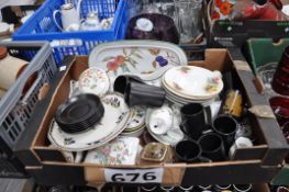 A box of ceramics to include Portmirrion, Wade, Royal Doulton, wedgewood etc.