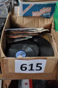 A box of records to include 78's and 45's.