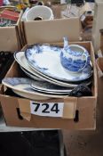 A nice quantity of blue and white to include Minton, Delft, platters etc.