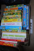 A box of childs puzzles to include Postman Pat, The Lion King etc.