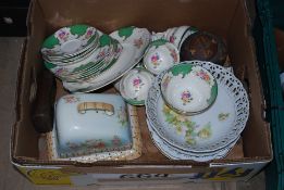 A  James Kent part tea service to include trios etc along with lattice work plates, a Victorian