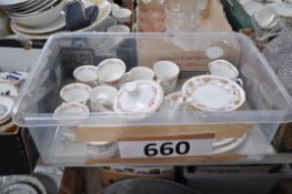 A good Caprice Elizabethan boine china tea service to include a teapot, cups, saucers, plates, trios