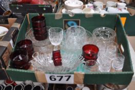 A box oif cut and crystal glasswares etc.