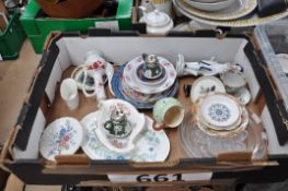 2 Wedgwood jasperware condiments, assorted china wares to include mottoware, Royal Doulton,