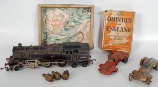 Two early Gesha tinplate racing cards - a silver No. 7 and a red No. 3. Along with a Jacques of