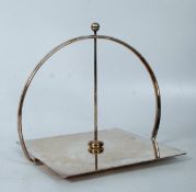 A French Saint Hilaire silver plate cheese stand. Arched handle with inset press over a square