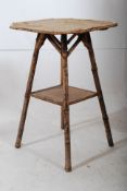 A Victorian bamboo occasional table having 2 rattan weave tiers to each. 55cms high x 43cms Wide x