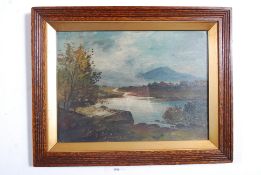 Two oil paintings on boards depicting river landscapes, being framed and glazed in oak. 23cm x 32cm