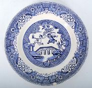 A blue and white Guinness transfer decorated China Craft side plate in the Willow pattern style