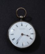 A small Upjohn of Exeter Swiss Geneve silver white metal pocket fob watch with enamel dial.