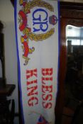 Good Original 1937 Coronation ` God Bless the King`` Banner. Interestingly GR has been inserted