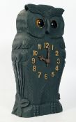 A Black Forest style owl clock with moving eyes.