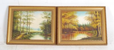 Fellows - A pair of 20th century oil on boards of woodland scenes, signed to  the bottom right. In