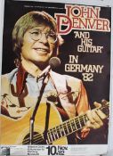 Music Memorabilia. An unframed John Denver Germany 1982 music poster  Overall 84 cms High x 60cms